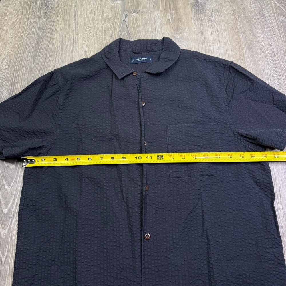 Lucky Brand Mens Black Classic Dobby-Cotton Short-Sleeve Button Up Shirt Size M - Picture 8 of 12